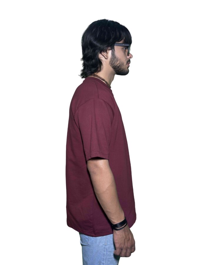 Premium Maroon Oversized T-Shirt – Black Panther Inspired Graphic | 240 GSM Cotton - Image 3