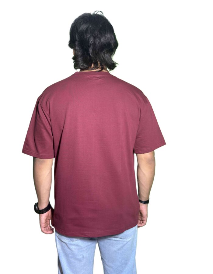 Premium Maroon Oversized T-Shirt – "BREATHE" Floral Minimalist Design | 240 GSM Cotton - Image 2
