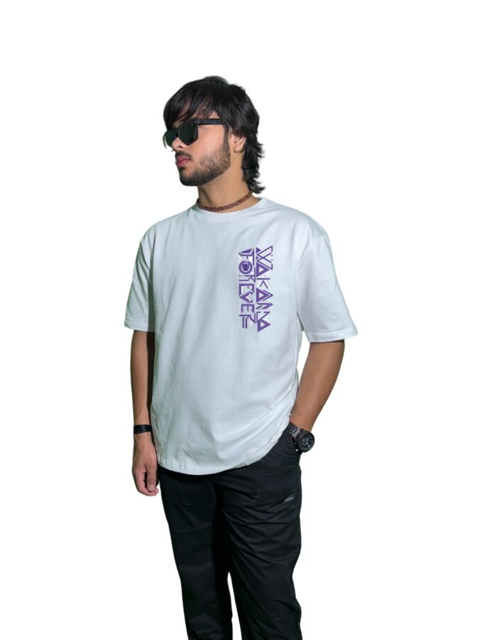 Premium 220 GSM Oversized Wakanda Forever T-Shirt – Vibrant Black Panther Graphic & Tribal Aesthetic