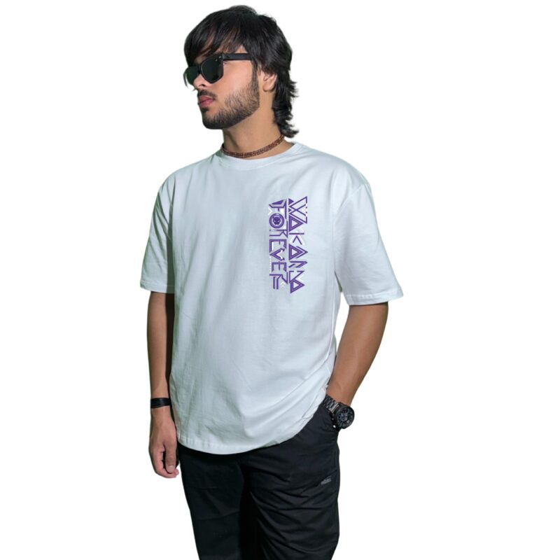 Premium 220 GSM Oversized Wakanda Forever T-Shirt – Vibrant Black Panther Graphic & Tribal Aesthetic