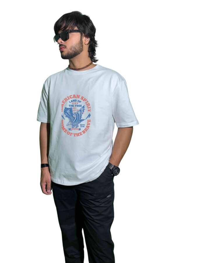 Premium 240 GSM American Spirit Graphic T-Shirt – Oversized Fit, High-Quality Cotton