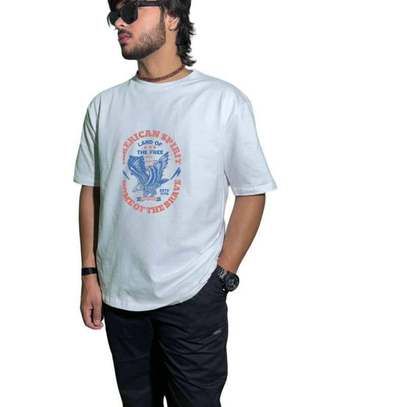 Premium 240 GSM American Spirit Graphic T-Shirt – Oversized Fit, High-Quality Cotton