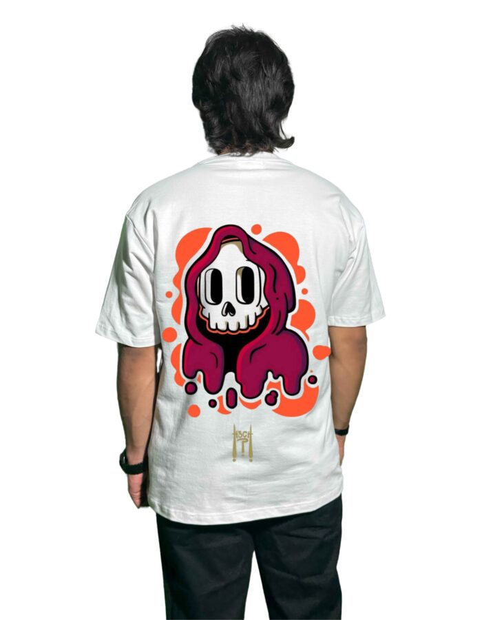 Melting Skull x Hooded Reaper T-Shirt – 240 GSM Oversized Streetwear Drop - Image 3