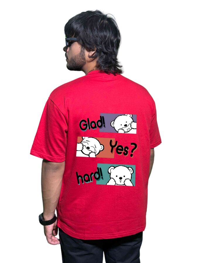 Premium 240 GSM Oversized Red T-Shirt with Trendy Graphic Print - Image 2