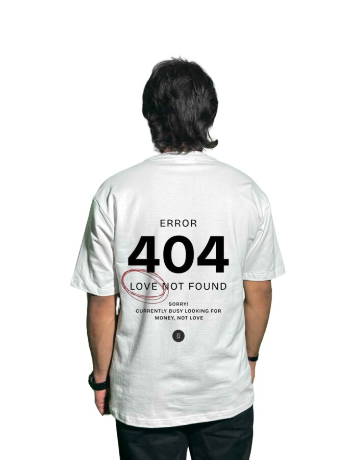 Error 404 – Love Not Found | Heavyweight Oversized White T-Shirt (240 GSM) - Image 3