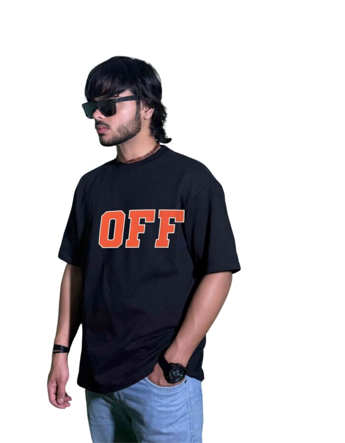 Premium 240 GSM Black Oversized T-Shirt – Bold "OFF" Statement Streetwear