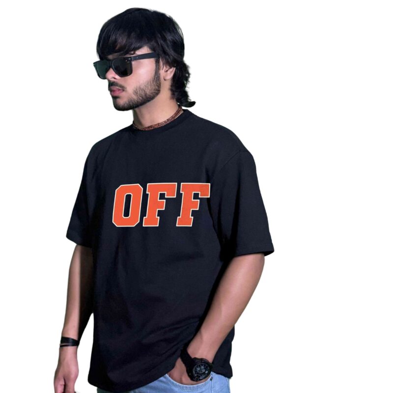Premium 240 GSM Black Oversized T-Shirt – Bold "OFF" Statement Streetwear