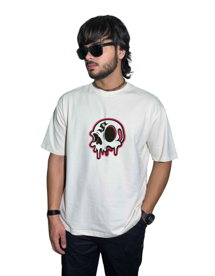 Melting Skull x Hooded Reaper T-Shirt – 240 GSM Oversized Streetwear Drop