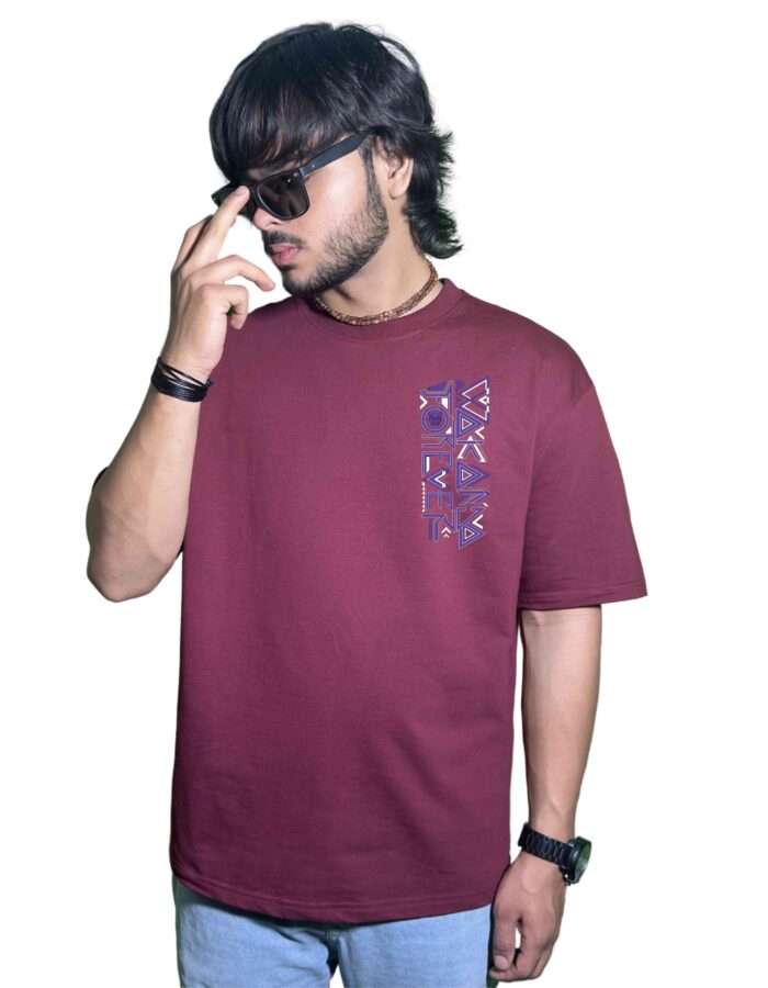 Premium Maroon Oversized T-Shirt – Black Panther Inspired Graphic | 240 GSM Cotton