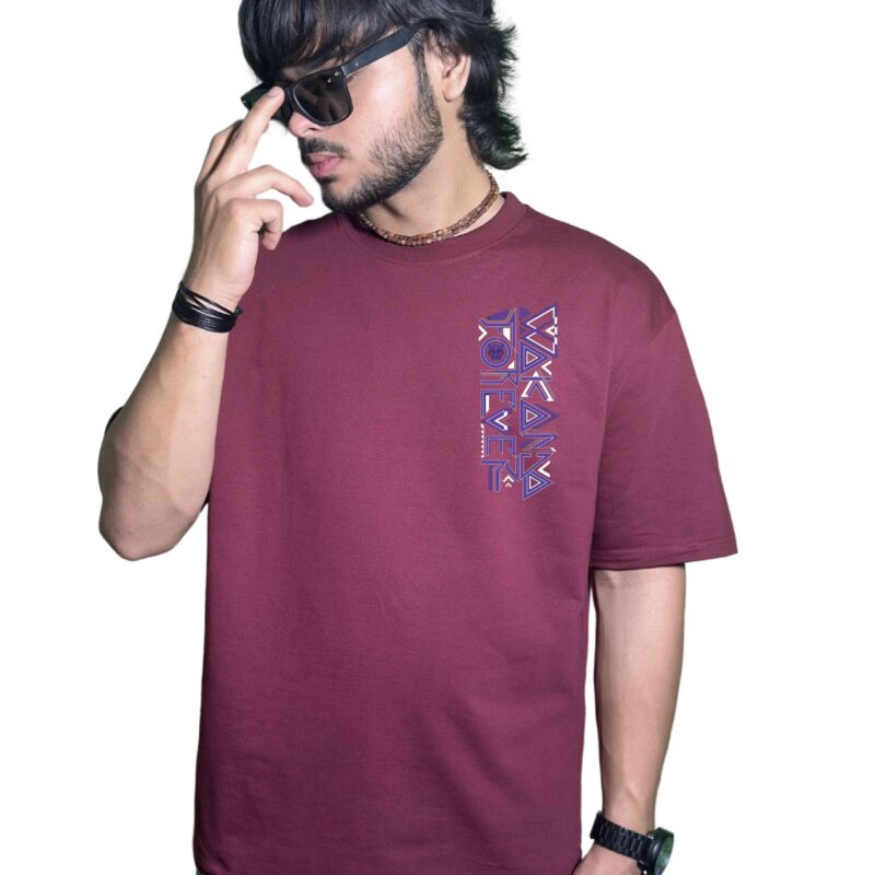 Premium Maroon Oversized T-Shirt – Black Panther Inspired Graphic | 240 GSM Cotton
