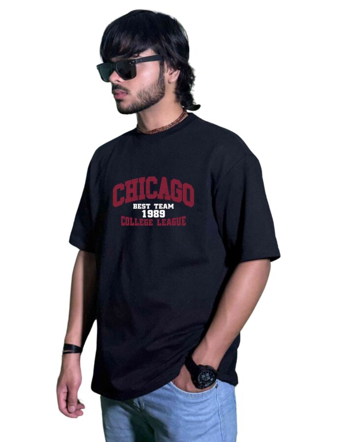 Chicago College League Oversized T-Shirt – 220 GSM Heavyweight Cotton
