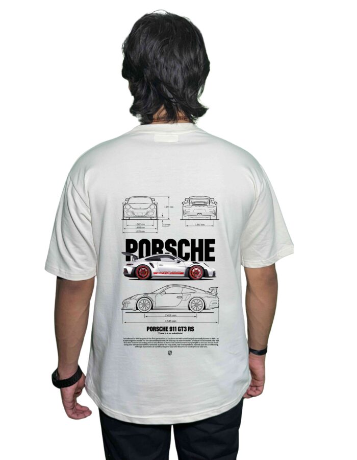 Porsche 911 GT3 RS Oversized T-Shirt – 220 GSM Heavy Cotton | Car Enthusiast Graphic Tee - Image 2