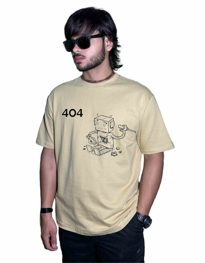Premium 220 GSM Oversized "404 Error Robot" T-Shirt – Minimalist Tech-Inspired Streetwear