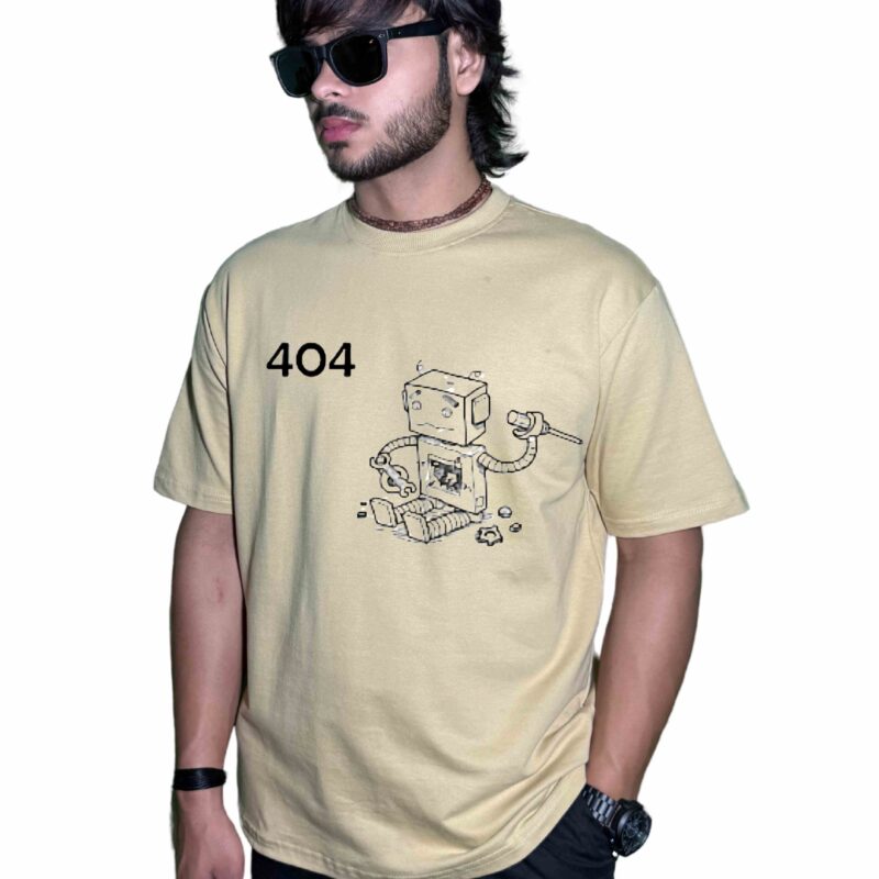 Premium 220 GSM Oversized "404 Error Robot" T-Shirt – Minimalist Tech-Inspired Streetwear