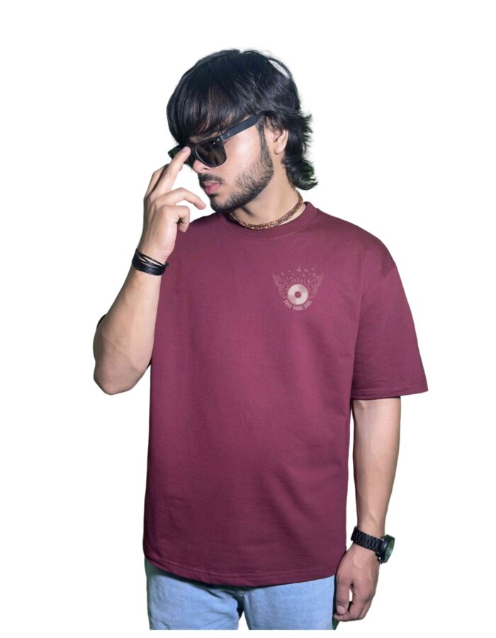 Premium Maroon Oversized T-Shirt – "Free Your Soul" Music-Inspired Graphic | 240 GSM Cotton