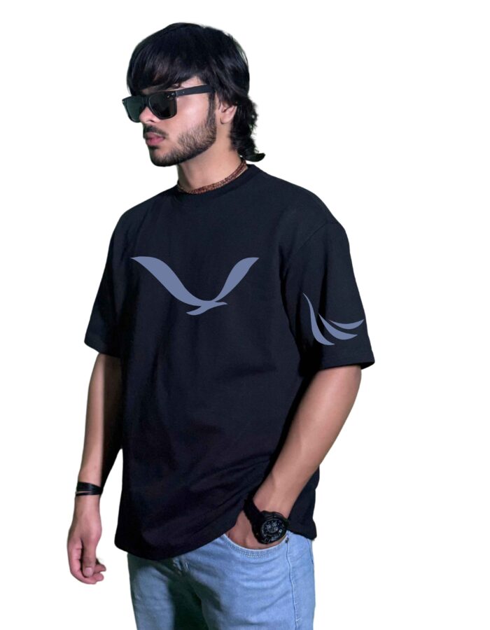 “Flight Mode” Oversized Unisex T-Shirt – 240 GSM Premium Cotton (Black)