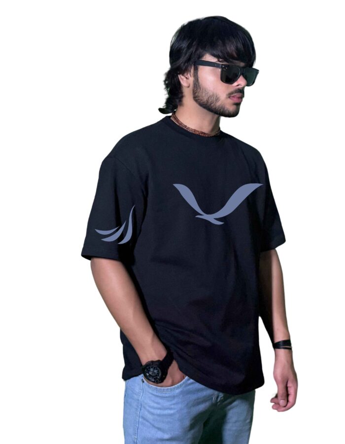 “Flight Mode” Oversized Unisex T-Shirt – 240 GSM Premium Cotton (Black) - Image 3