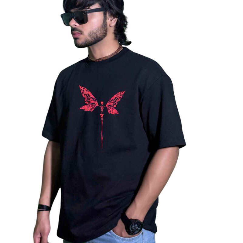 Dark Flame Butterfly Oversized T-Shirt – 240 GSM Premium Streetwear