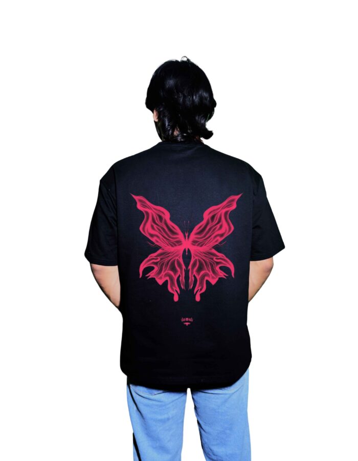 Dark Flame Butterfly Oversized T-Shirt – 240 GSM Premium Streetwear - Image 2