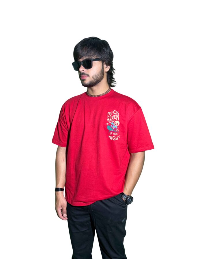 Red Skeleton‑Skate Graphic Tee