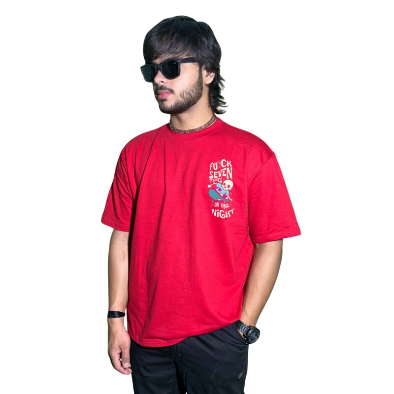 Red Skeleton‑Skate Graphic Tee